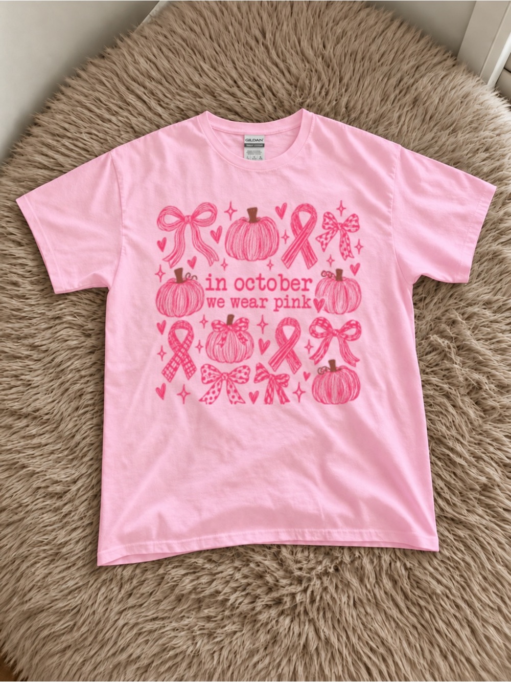 In October We Wear Pink Unisex T-Shirt Breast Cancer Tee